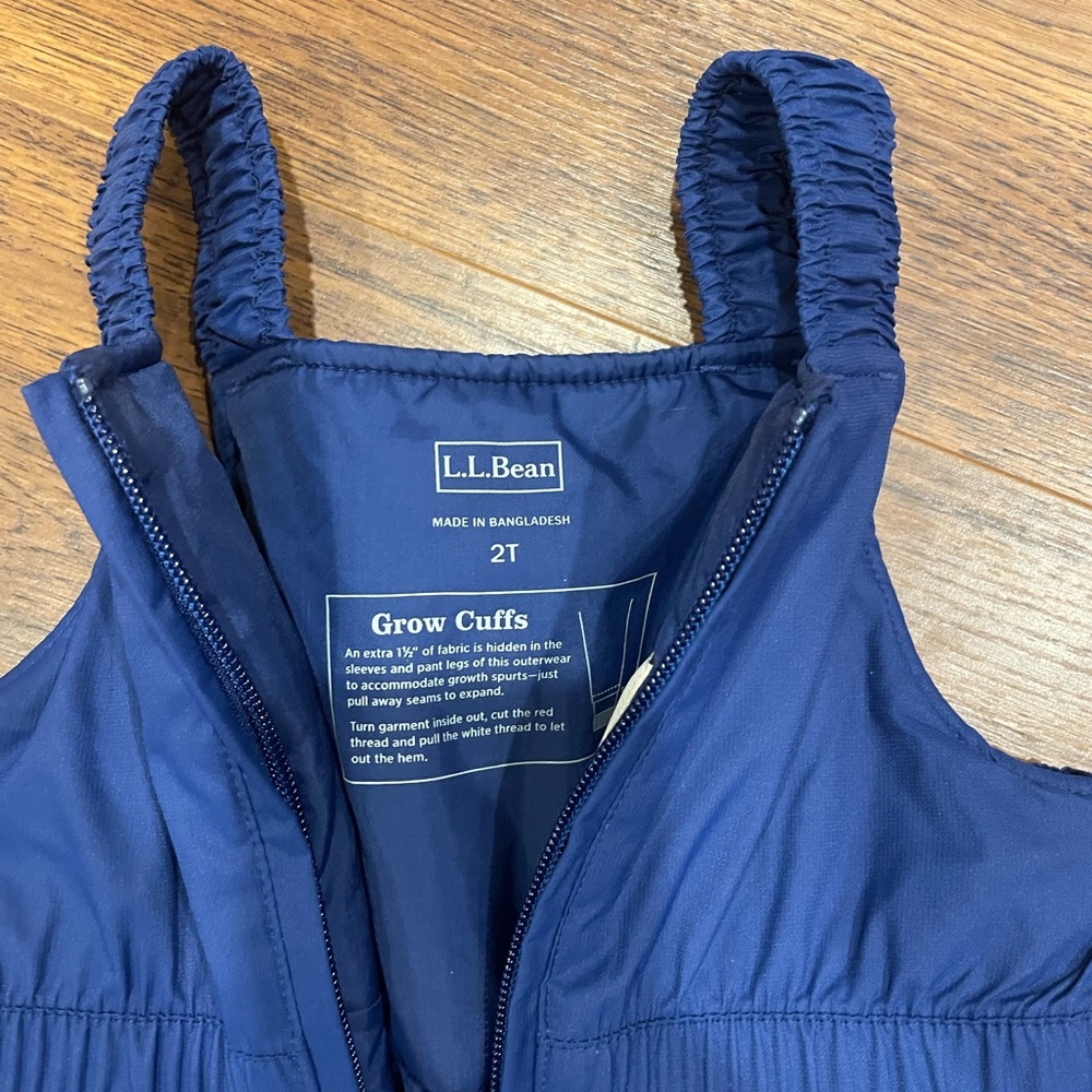 L.L. Bean Kids Cold Buster Snow Bibs blue purple Size 2T Grow Cuff EUC Unisex